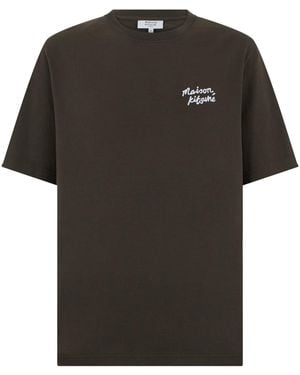 Maison Kitsuné Cotton T-Shirt With Logo - Black