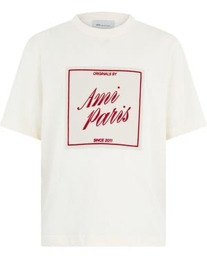 Ami Paris Cotton T-Shirt With Print - White