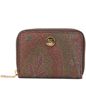 Etro Paisley Zip-Around Mini Wallet - Brown