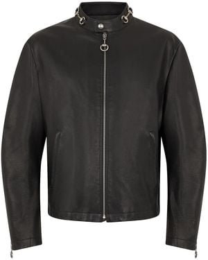 Gucci Leather Jacket With Clamps - Black