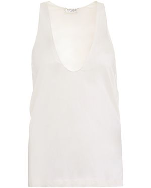 Saint Laurent Top in viscosa - Bianco