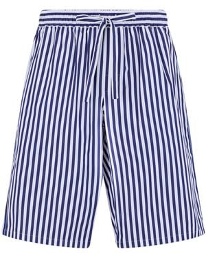 Dolce & Gabbana Cotton Stretch Shorts With Stripes - Blue