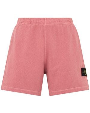 Stone Island Bermuda With Logo - Pink