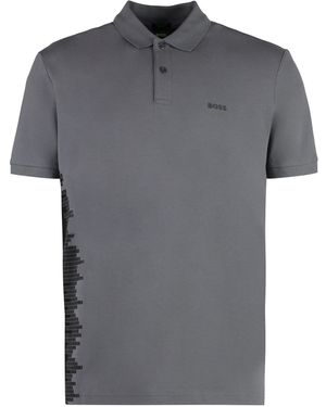 BOSS Polo a maniche corte in cotone - Grigio