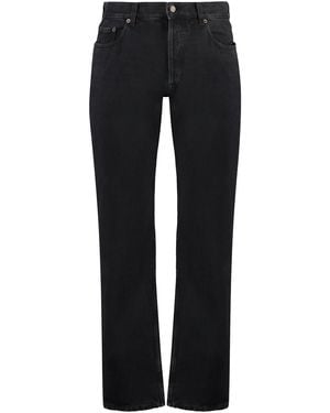 Saint Laurent Button Detailed Straight Leg Jeans - Black