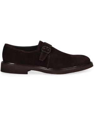 Doucal's Suede Monk-Strap Shoes - Black