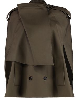 Burberry Solid High Neck Trench Coat - Green