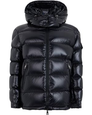 Moncler Shiny Padded Jacket With Hood - Black