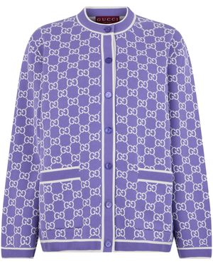 Gucci Delicate Monogram Cotton Cardigan (Size L) - Purple