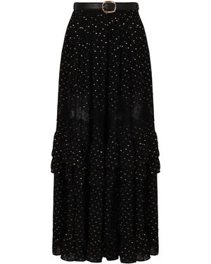 Self-Portrait Maxi Chiffon Skirt - Black