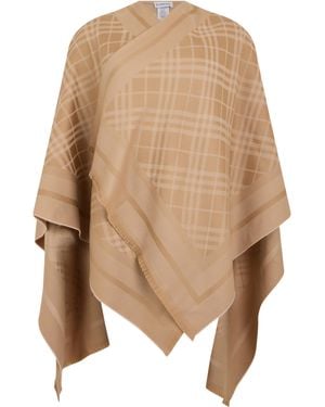 Burberry Tartan Poncho - Natural