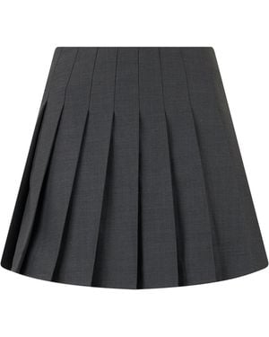 Self-Portrait Pleated Short Skirt - Grey