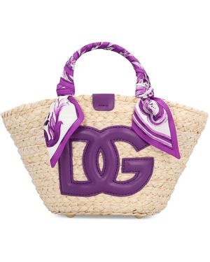 Dolce & Gabbana Kendra Coffa Raffia Tote Bag - Pink