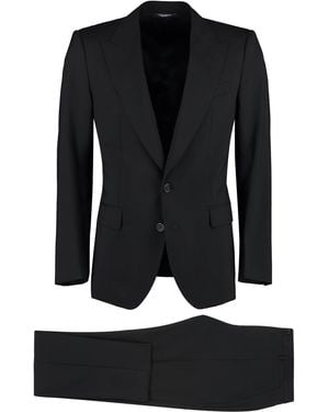 Dolce & Gabbana Three-piece Sicily Suit In Stretch Pinstripe Wool - Black