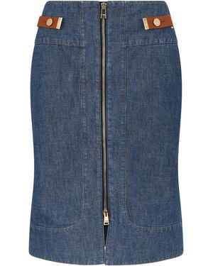Fendi Denim Skirt With Zipper - Blue