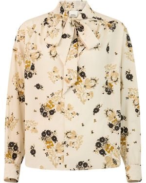 Isabel Marant Floral Shirt With Bow - Natural