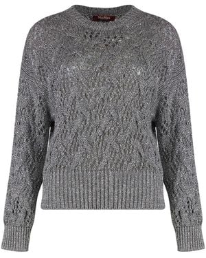 Max Mara Pilade Lurex Knit Sweater - Gray