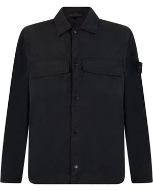 Stone Island Overshirt With Buttons - Black