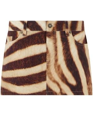 7 For All Mankind Animal Print Skirt With Low Waist - Brown