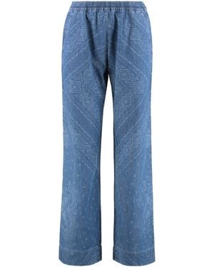 Pinko Namibia Printed Cotton Trousers - Blue