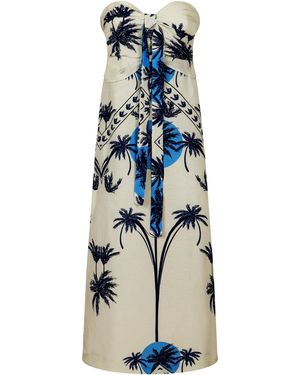 Raquel Diniz Ipanema Linen And Silk Dress - Blue
