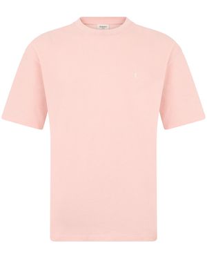 Saint Laurent Cotton T-Shirt With Embroidered Logo - Pink