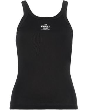 Fendi Sleeveless Top With Logo - Black