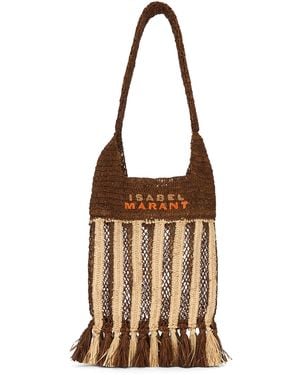 Isabel Marant Fringed Raffia Tote Handbag - Brown