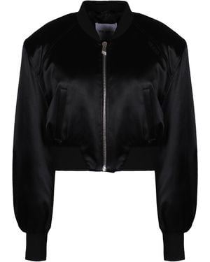 The Attico Shiny Satin Bomber - Black