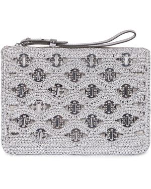 Rabanne Raffia Pouch - Gray