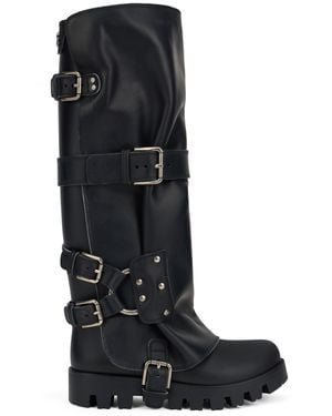 Dolce & Gabbana Leather Biker Boots - Black