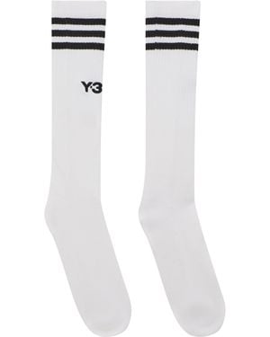Y-3 Calze alte con strisce - Bianco