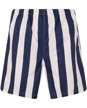 Ami Paris Striped Swim Shorts - Blue