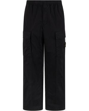 Stone Island Cargo Trousers With Straight Leg - Black