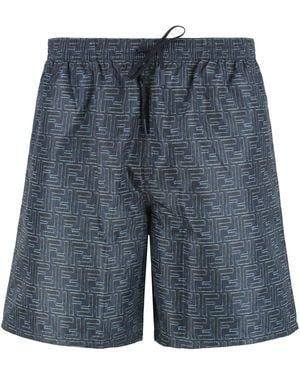 Fendi Printed Swim Shorts - Blue