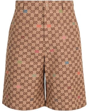 Gucci Gg Motif Fabric Shorts - Brown