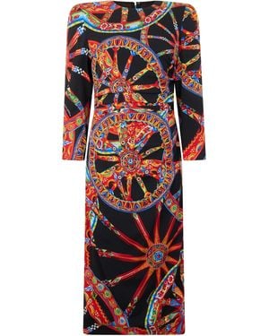 Dolce & Gabbana Long Dress With Long Sleeves And Graphic Pattern - Red