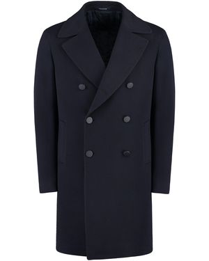 Tagliatore Cappotto doppiopetto Arden in lana vergine - Blu
