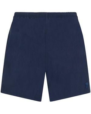 Ami Paris Shorts With Logo - Blue