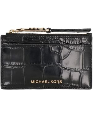 Michael Kors Printed Leather Card Holder - Gray