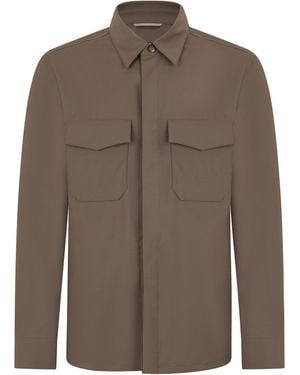 Canali Wool Shirt With Long Sleeves - Brown