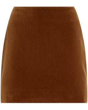 Blazé Milano High-Waisted Velvet Mini Skirt - Brown