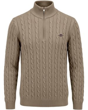 GANT Jumper With Zip Collar - Grey