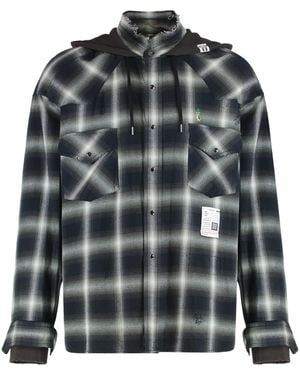 Maison Mihara Yasuhiro Checked Shirt With Hood - Black