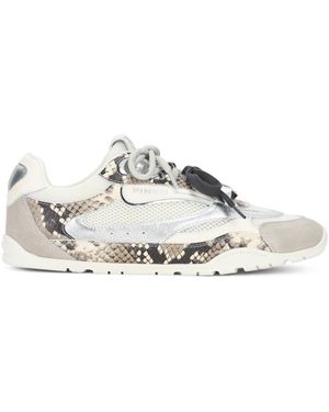 Pinko Mesh And Leather Trainers With Python Print - Multicolour