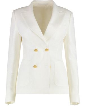 0205 Tagliatore J-Coral Boucle Jersey Single-Breasted Jacket - White