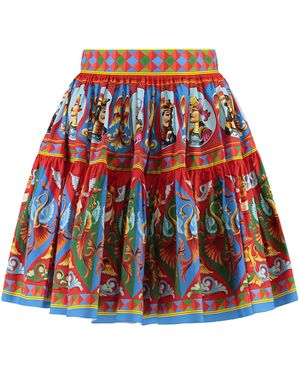 Dolce & Gabbana Printed Cotton Mini Skirt - Red