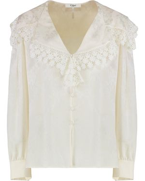 Chloé Blouse With A Maxi Collar - White