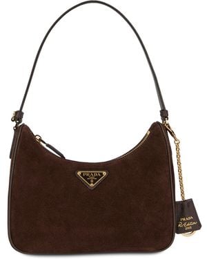 Prada Borsa a spalla scamosciata - Marrone