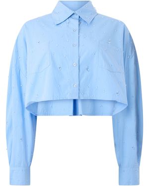GIUSEPPE DI MORABITO Cropped Shirt With Pearls - Blue